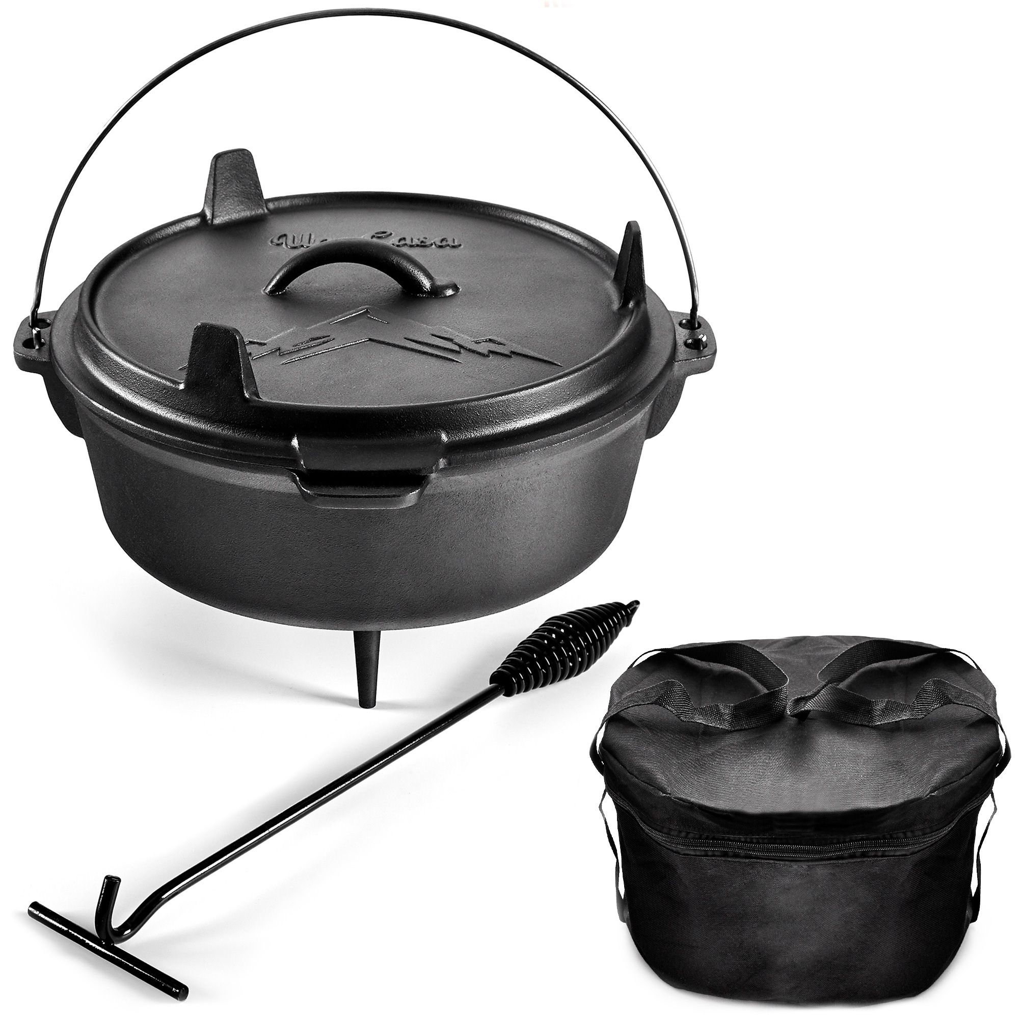 Four Hollandais En Aluminium 12" Avec Pieds Fixes - 5 Quarts - Parfait Pour Camping Et Maison